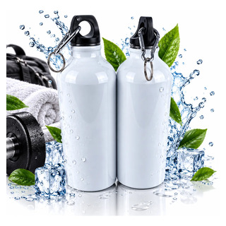 Kit 2 Squeezes Mosquetão Branco 600ml Para Sublimação
