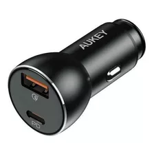 Aukey Cargador De Vehículo Dual Usb-c / Usb-a 48w Negro Cc-y