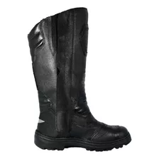 Bota Cano Longo Motociclista Couro Com Palmilha Em Gel