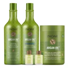 Kit Inoar Argan Oil Shampo + Cond 1l + Masc 1kg + 2 Olinnhos