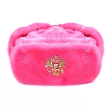  Ushanka Sombrero Ruso Ushanka Rosa Con Insignia