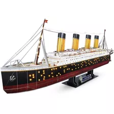 Quebra Cabeça 3d (com Led) 90cm Navio Titanic 266 Peças Nf 