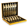 Eps-158 Kit Faqueiro Dourado Luxo Jogo Talheres Inox 24pçs + Maleta