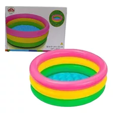 Piscina Inflable Bebe 3 Anillos Acolchada 61cm Ancho 22 Alto Color Multicolor