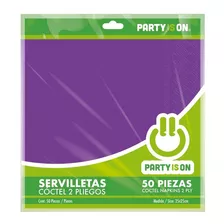 100 Pzas Servilletas De Papel Party Is On Color Morado