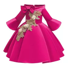 Vestido Princesa Dama Honor Boda Fiesta Bordado Para Niñas