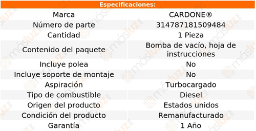 (1) Bomba Vacio Hummer H1 8 Cil 6.5l 02/04 Cardone Reman Foto 5