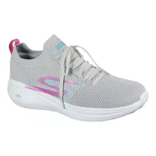 Tenis Skechers Go Run Fast Brisk Day Feminino - Cinza E Rosa