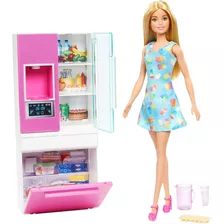 Barbie Con Refrigeradora Dispensador De Agua Nevera, Cocina