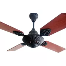 Ventilador De Techo Sitec Fundición Negro Con Madera 130