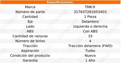 1- Maza Delantera Izq/der Con Abs Astra L4 2.0l 04/08 Tmk Foto 2