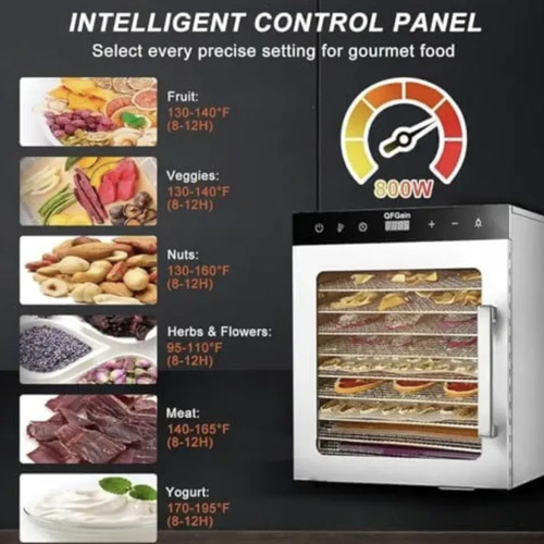 Deshidratador De Alimentos 12 Bandejas Premium 1000 W Plateado 4