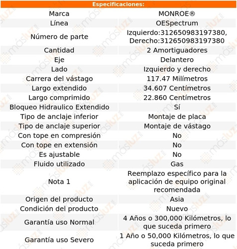 Kit 2 Amortiguadores Del Gas Oespectrum Montego 68/71 Foto 3