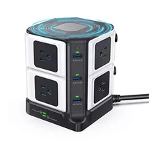 Base Tomas X8uds/6 Puertos Usb/cargador Inalámbrico/8ac/40w