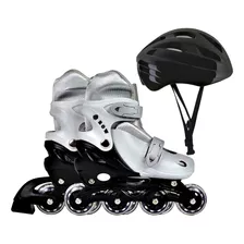 Roller Patins Ajustável Com Capacete Regulável 34 Ao 37