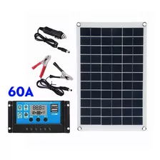 Painel Solar Carregador De Bateria + Controlador Lcd 12v