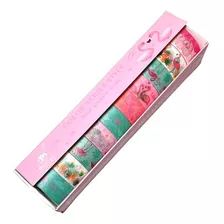 Kit C/10 Fita Adesiva Decorativa Washi Tape Animal Flamingo 
