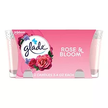 Glade Candle Jar, Ambientador, Rosa Y Floración, 3.4 Oz, 2 