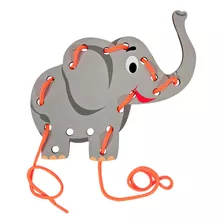 Alinhavo Educativo Brinquedo Madeira Mdf Animais Elefante