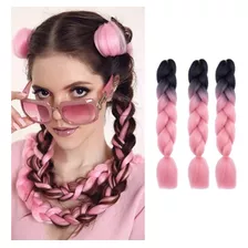 Extensiones 100% De Kanekalon Puro Para Trenzas Africanas Color Rosa Negro