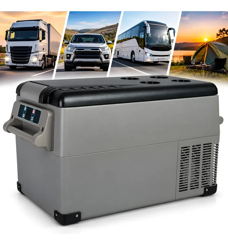 Geladeira Portatil 110v 220v 12v 24v Caminhao Camping Carro Motorhome Quadrivolt Automotiva Freezer Caixa Termica Compressor Digital Viagem Pesca Quadriciclo Van Trailer Offroad Rodas Bivolt 35 Litros