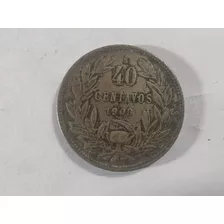 Moneda Chile 40 Centavos 1908 Plata 0.4 (x498