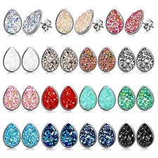 15 Pares De Aretes De Tuerca Con Druzy De Imitación, Aretes