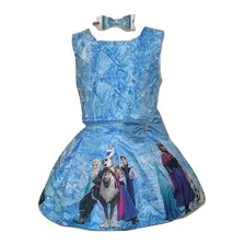 Vestido Temático Saia E Blusa Frozen