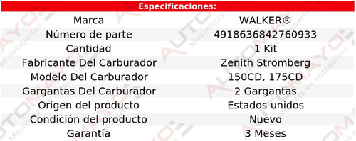 Kit De Carburador Walker 95 Para Saab V4 1.5l 1968-1970 Foto 2