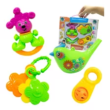 Kit 4pçs Chocalhos Infantil Brinquedo Menina E Menino