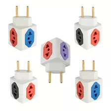 Plug Adaptador Pino Benjamin Tripolar T 4 Saídas 10a Kit 5un