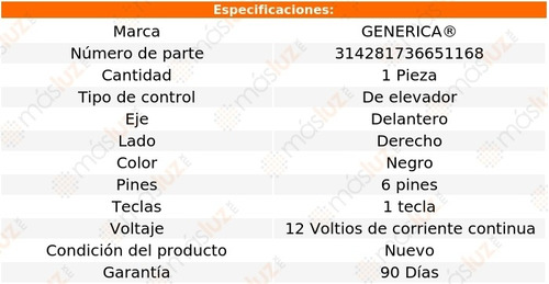 (1) Control Elevador Del Der Negro Renault Laguna 03/07 Foto 4