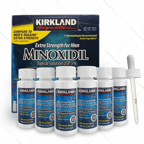 Minoxidil Kirkland Para Caida Del Cabello 6 Frascos + Gotero