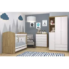 Quarto De Bebê Com Guarda-roupa 3 Portas Cômoda E Cf