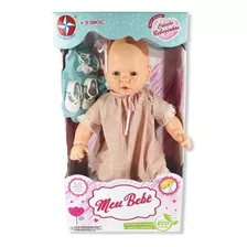 Boneca Meu Bebe Novos Vestidos Lindos Perfumada 60cm Estrela