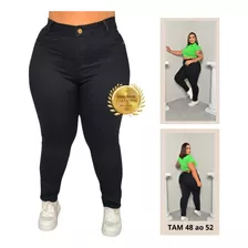 Calça Plus Size Feminina Jeans Cintura Alta Lycra Skinny 