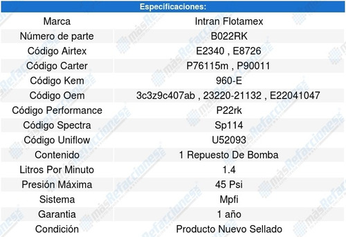 Repuesto Bomba Gasolina Cabrio 2.0l L4 96-02 Intran Foto 2