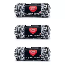 Hilo Red Heart Super Saver, Paquete De 3, Cebra, 3 Unidades