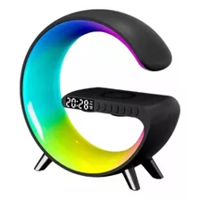 Luminária G Led Rgb C/ Carregador De Indução Áudio Bluetooth Cor Da Estrutura Preto