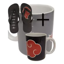 Kit Chinelo + Caneca Naruto Akatsuki