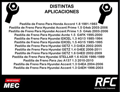 Pastilla De Freno Para Hyundai Getz 1.6 G4ed 2002-2009 Foto 3