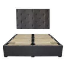 Cama Recamara - Base Box Cabecera Toscana Gris Matrimonial