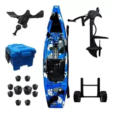 Caiaque Cast Com Pedal Evo Drive + Acessórios Milha Naútica Cor Camuflado Azul