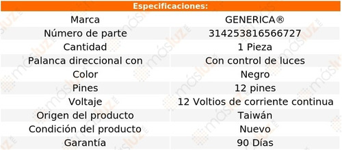 (1) Palanca Direccionales Negra Saturn Sky 07/09 Generica Foto 2