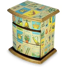 Novica Caja Decorativa De Joyas Decoupage Papel Madera Azul