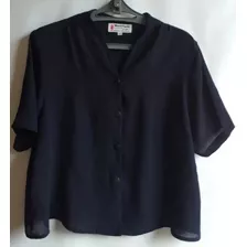 Blusa Señora Azul Oscuro Barbizón De Acle Talle 50 Cataleya 