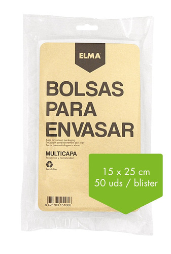 Bolsa P/envasad Al Vacío,15x25cm(50un) Elma 15.16.0 Xblister