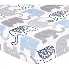 Sábana Ajustable Para Cuna Con Estampado De Elefante Gris, A