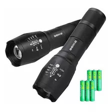 Beike Tactical Flashlight 2 Pack - 1000 Lúmenes, Con Zoom, 5