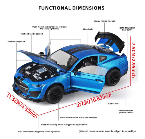 Ford Mustang Gt500 Miniatura Metal Coche Adornos Coleccion Foto 2